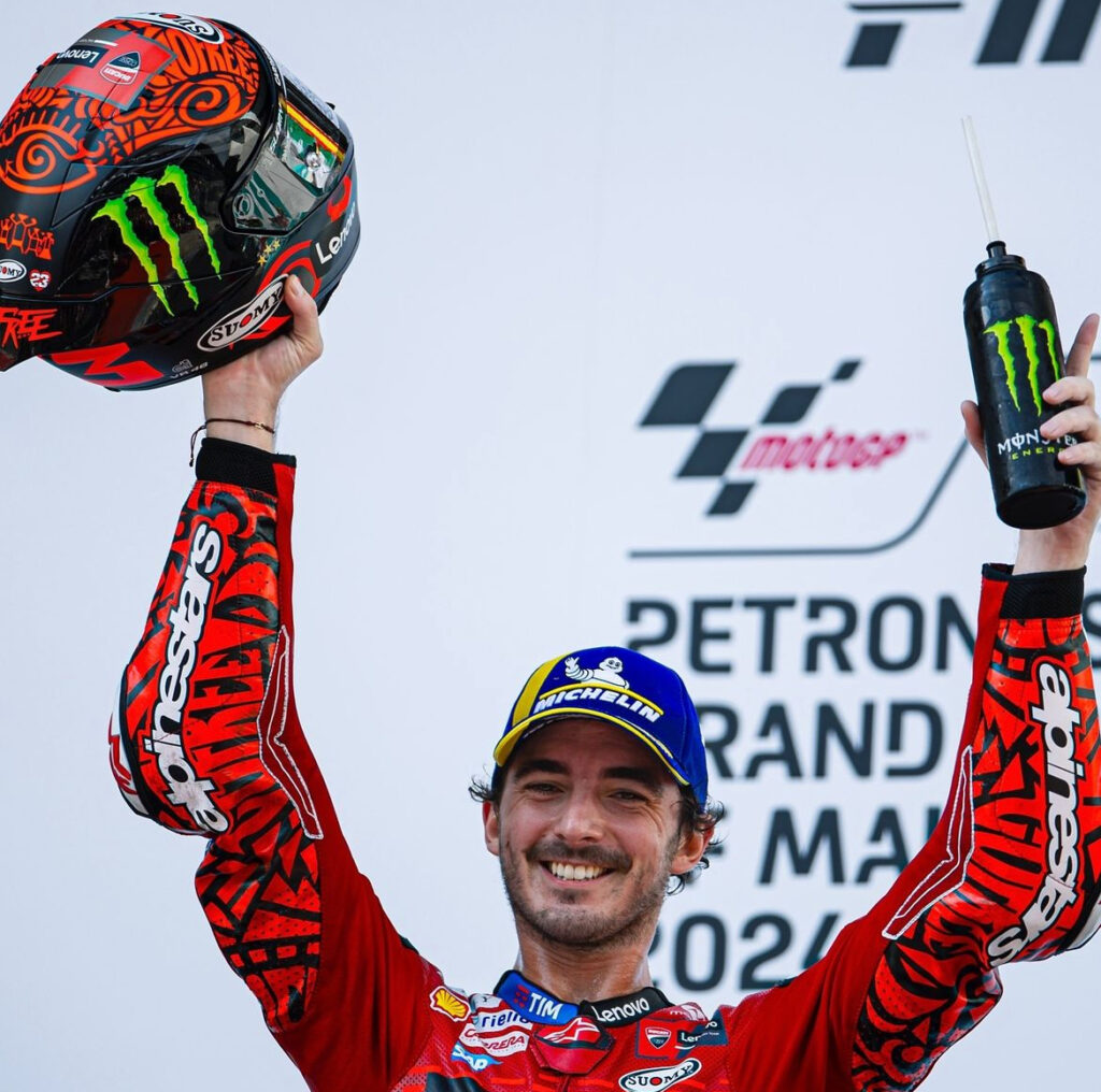 Pecco Bagnaia esulta