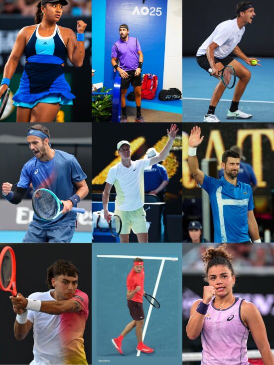 collage do foto di vari tennisti che partecipano agli Australian Open