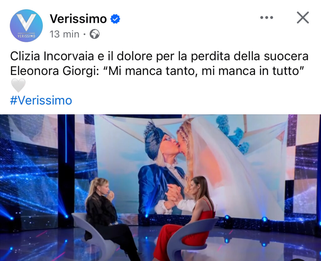 pagina di Verissimo con Clizia Incorvaia e Silvia Toffanin